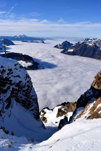 Scenic view of frozen sea against sky