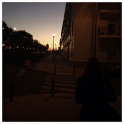 View of buildings at sunset