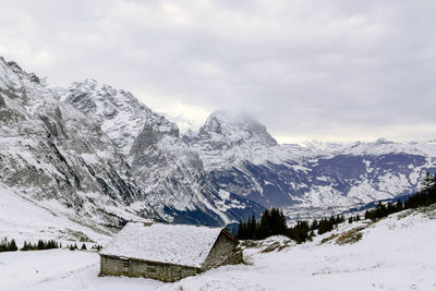 The view point of the alps mountains in winter ,grindelwald switzerland.