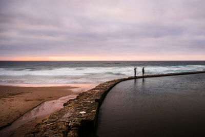 Scenic view of sea during sunset