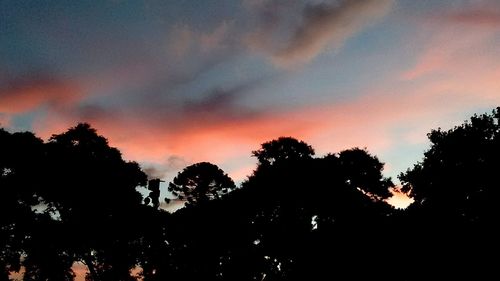 Low angle view of silhouette trees against sky during sunset