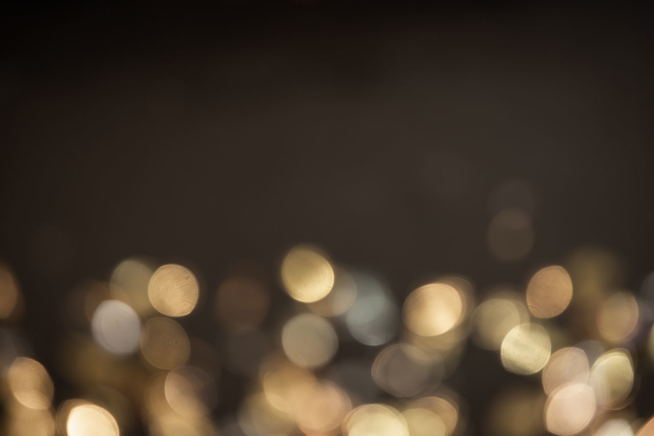 DEFOCUSED IMAGE OF LIGHTS AT NIGHT