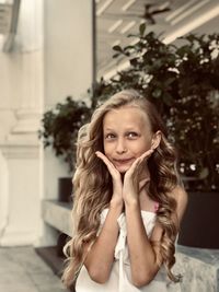 Portrait of young woman smiling