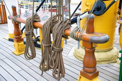 Close-up of ropes on boat