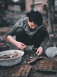 Man working in bowl