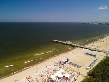 High angle view of beach against sky