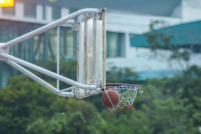 Close-up of basketball hoop