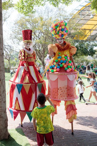 Full length of multi colored umbrellas