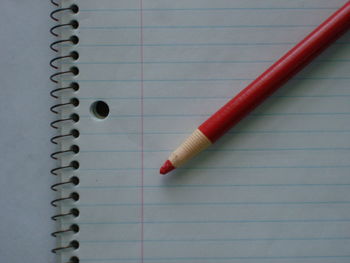 High angle view of colored pencils on table