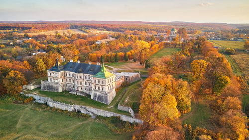 High angle view of trees during autumn