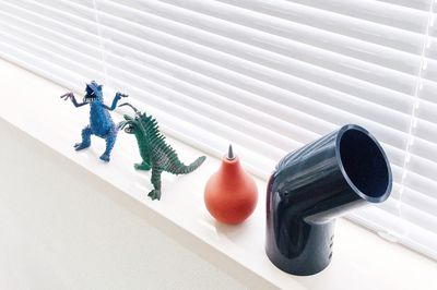 High angle view of stuffed toy on table