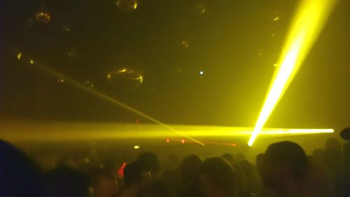 Blurred motion of people at night