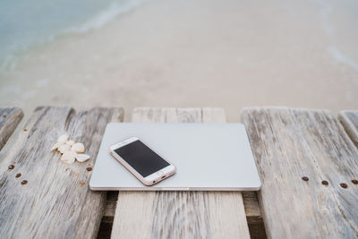 Close-up of laptop on table