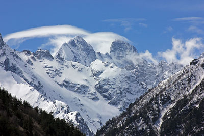 Scenic view of snow mountains against sky