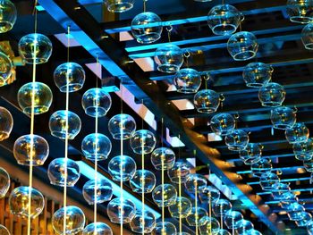 Full frame shot of illuminated glass chimes