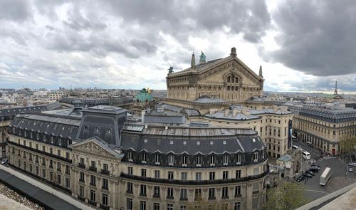 High angle view of buildings in city