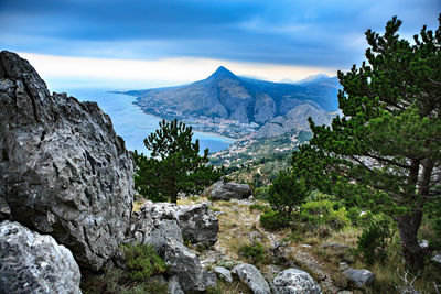 Scenic view of mountains against sky