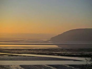 Scenic view of sea at sunset