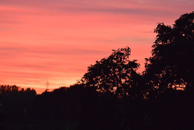 Silhouette trees against sky during sunset