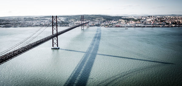 High angle view of bridge over river in city