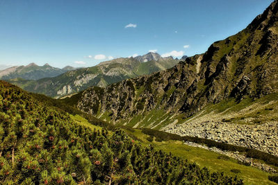 Scenic view of mountains against clear sky