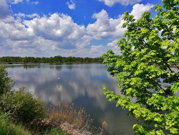 Scenic view of lake against sky