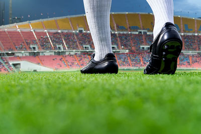 Low section of man on soccer field