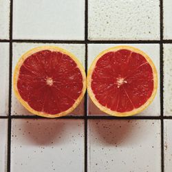 High angle view blood orange on floor