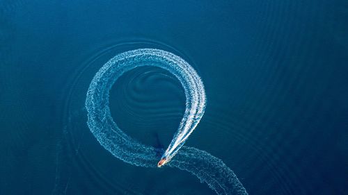 High angle view of boat in sea