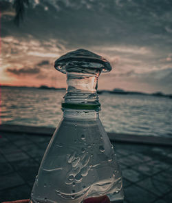 Sunset with water bottle