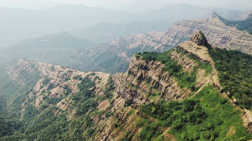 High angle view of mountain range