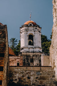 Low angle view of old building against clear sky