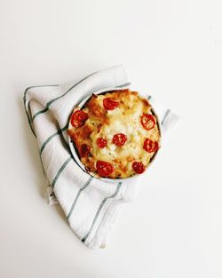 High angle view of pizza