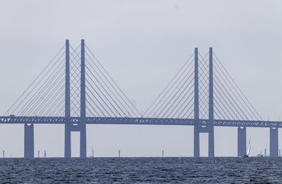 View of suspension bridge against sky