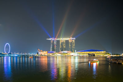 Illuminated city at night