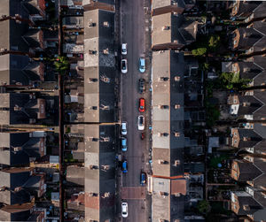 High angle view of buildings in city