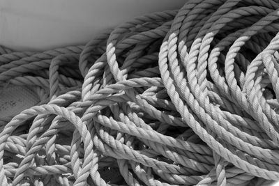 High angle view of ropes at harbor