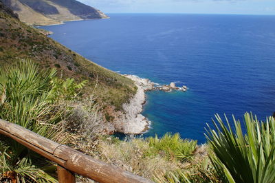 High angle view of sea against sky