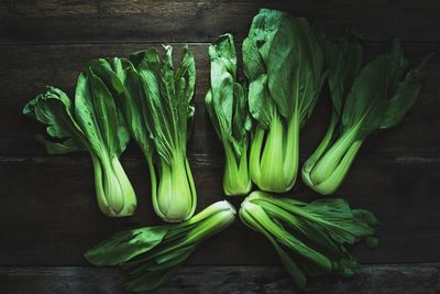 High angle view of vegetables on table