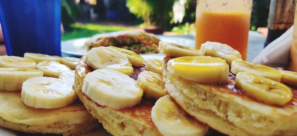 Close-up of fruits in plate on table