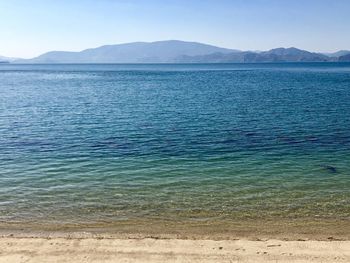 Scenic view of sea against clear sky