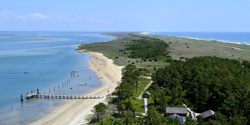 High angle view of beach against sky