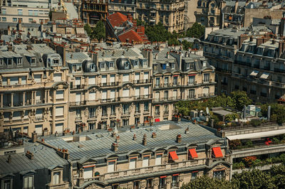 High angle view of buildings in city