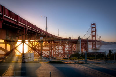 Suspension bridge in city