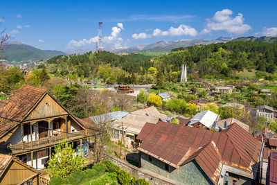 High angle view of townscape against sky