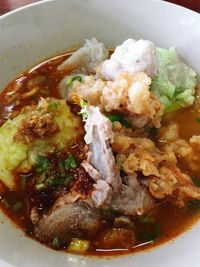 High angle view of food in bowl