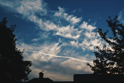 Low angle view of silhouette trees against sky