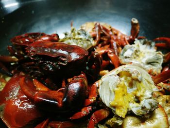 Close-up of seafood on barbecue