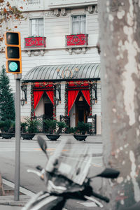 Empty chairs on street