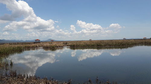 Panoramic view of lake against sky